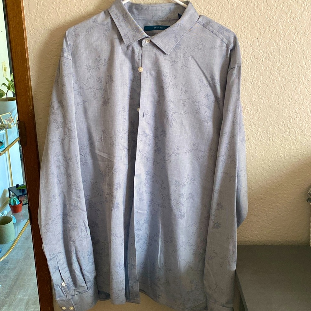 Light blue Perry Ellis button-down with floral pattern